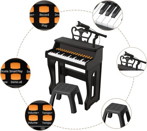 Piano Keyboard for Kids 3-7 - 37 Keys Electric Musical Keyboard with Microphone, Stand & Stool, Kids Learning Piano Toys for Beginners 4 5 6 7 8 Years Old Girls Boys Birthday Gift in Saudi Arabia