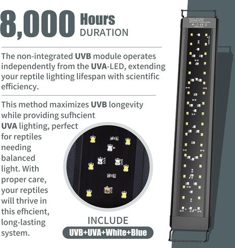 ضوء UVB UVB LED 27 بوصة للزواحف مع وحدة تحكم ، طيف كامل UVA و UVB الزواحف مع توقيت الدورة على مدار 24 ساعة و 10 خافتة للتنين الملتحي ، السلاحف ، الضفادع ، الثعابين ، النباتات in Kuwait