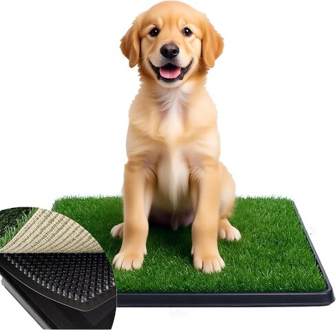 Dog Grass Pad with Tray -3 Layered System Artificial Turf Grass Potty, Reusable Puppy Pee Pads for Dogs, Portable Dog Litter Box for Indoor/Outdoor Potty Training Toilet(25x20 in) in Saudi Arabia