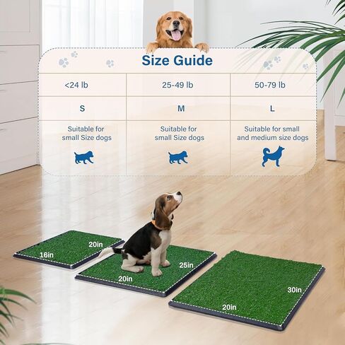 Dog Grass Pad with Tray -3 Layered System Artificial Turf Grass Potty, Reusable Puppy Pee Pads for Dogs, Portable Dog Litter Box for Indoor/Outdoor Potty Training Toilet(25x20 in) in Saudi Arabia