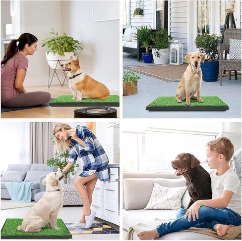 Dog Grass Pad with Tray -3 Layered System Artificial Turf Grass Potty, Reusable Puppy Pee Pads for Dogs, Portable Dog Litter Box for Indoor/Outdoor Potty Training Toilet(25x20 in) in Saudi Arabia