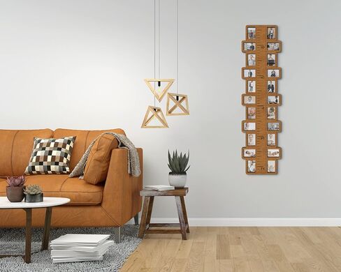 مخطط نمو خشبي للأطفال مع إطارات الصور تتبع ارتفاع طفلك أو ارتفاع ارتفاع الحضانة أو ديكور غرفة الأطفال 3 ألوان متوفرة (طبيعية) in Kuwait