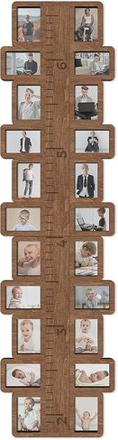 مخطط نمو خشبي للأطفال مع إطارات الصور تتبع ارتفاع طفلك أو ارتفاع ارتفاع الحضانة أو ديكور غرفة الأطفال 3 ألوان متوفرة (طبيعية) in Kuwait