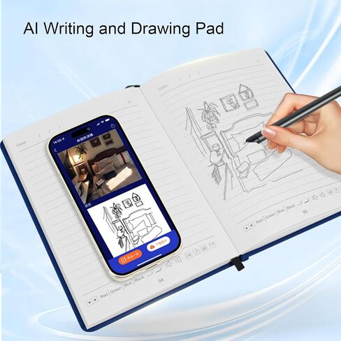 Digital Notebook with Pen, Real Time Sync for Digitizing, Electronic Writing Pad, OCR Text Recognition, Smart Writing Set for Note Taking, Digital Art and Meeting (Linen Texture Blue) in Saudi Arabia