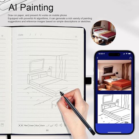 Digital Notebook with Pen, Real Time Sync for Digitizing, Electronic Writing Pad, OCR Text Recognition, Smart Writing Set for Note Taking, Digital Art and Meeting (Linen Texture Blue) in Saudi Arabia