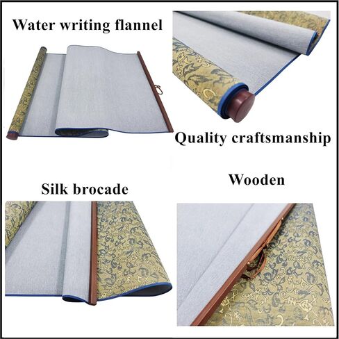 Ellkee 2 Pcs Reusable Chinese Calligraphy Water Writing Cloth, Inkless calligraphy Practice Paper with Felt Pencil Case & 1 Brush, Water-based Writing Cloth for Kids/School with Red Gift Bag(4 Items) in Saudi Arabia