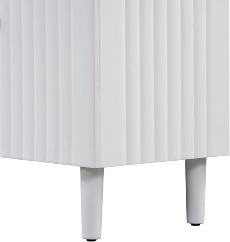 U_Style Elegant Four-Door Sideboard with Wavy Pattern Doors, Cylindrical Legs, and Sleek Metal Handles, Adjustable, Suitable for Study, Entryway and Living Room (White) in Saudi Arabia
