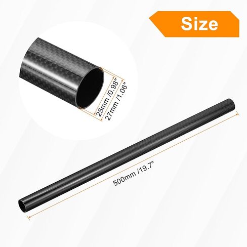 MECCANIXITY Carbon Fiber Tubes, 500mm x 30mm x 28mm 3K Hollow Carbon Wrapped Tubing Round Plain Weave Glossy Surface for Quadcopter Pack of 2 in Kuwait