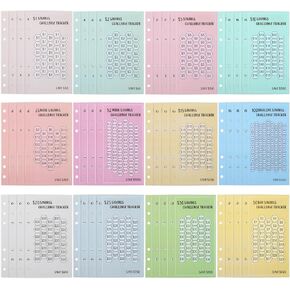 48 ورقة توفير الأموال تحدي المتتبعين ، 6 حلقة A6 Binder Savings Challenge ، بطاقات مخطط الميزانية القابلة لإعادة الاستخدام ، تحديات التوفير المتعددة من أجل الحشو النقدي in Kuwait