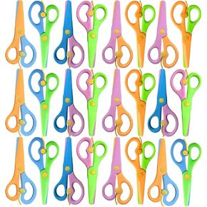 Kids Scissors 12PCS Toddler Safety Scissors with Spring Lever,Anti-Pinch Design,Blunt Tips & Soft ABS Handles for Kids Craft, Preschool, Classroom or Homeschool Use in Kuwait