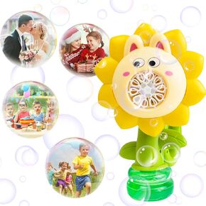 Sunflower Bubble Machine for Kids Automatic Flower Bubble Toy with Colorful Lighting for Toddlers Handheld 20000+Bubbles 3 Modes Fun Swing Dance Bubble Maker Blower Blaster Outdoor Toys Type-C(Yellow) in Kuwait