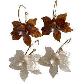SINIDE Handmade Bohemian Acrylic Large Flower Dangle Drop Earrings Unique Resin Tiered Petal Flower Line Earrings for Women Wedding Travel Photography Fashion Jewelry for Mom Friends Gifts (2 Pairs) in Saudi Arabia