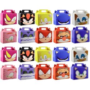 Treayes 20pcs Birthday Decorations Gift Box, Cute Double Side Paper Goodie Bags with Handle, H-edgeh0g Styles Party Favor Paper Candy in Saudi Arabia