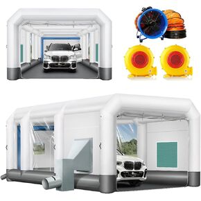 Gorillaspro Plashable Paint Booth 30x16x11ft - كشك رذاذ محمول مع جهاز مسودة الهواء ومروحة العادم ، 2 منفاخ (750 واط+1100 واط) in Kuwait