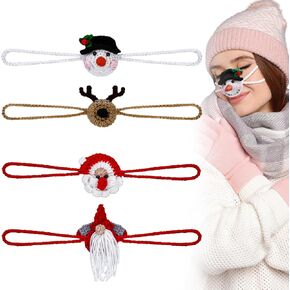 4 Pcs Nose Warmer for Christmas Winter Cozy Nose Cover Funny Knitted Guard Protector Cute Elk Gnome Santa Claus Snowman Christmas Supplies Xmas Party Decoration for Men Women Outdoor Ski in Kuwait