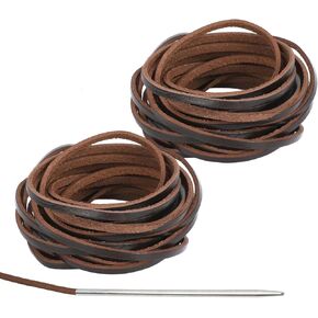 22 Yards Leather Cord Leather Shoe Laces Brown String Boot Laces Lanyard Strap Thread Strip with Sewing Pin for Necklace Craft Bracelets Jewelry Making and Glove (4mm Brown) in Kuwait