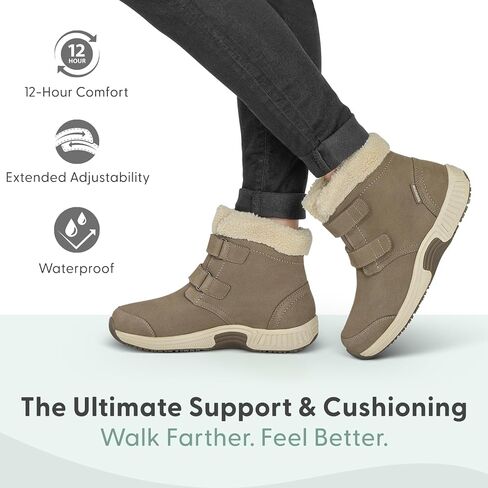Orthofeet Florence Orthopedic Women Boots | Waterproof Leather, Adjustable Straps, Slip-Resistant, Faux Fur, Anatomical Arch Support, Ergonomic Cushioning, Wide Toe Box in Saudi Arabia