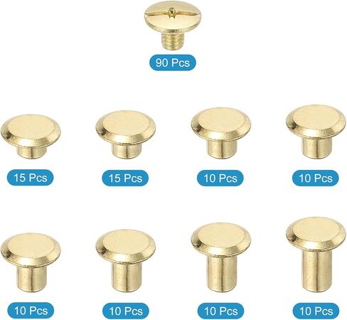 Patikil 180pcs مسامير شيكاغو ، M5 × 4/5/6/7/8/9/10/10/12 مم من الصلب الكربوني شيكاغو فيليبس برغي المسمار المسمار لكتاب قصاصات الحزام الجلدي ، الأسود in Kuwait