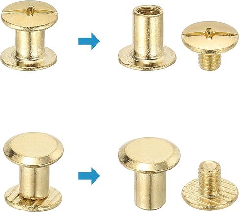 Patikil 180pcs مسامير شيكاغو ، M5 × 4/5/6/7/8/9/10/10/12 مم من الصلب الكربوني شيكاغو فيليبس برغي المسمار المسمار لكتاب قصاصات الحزام الجلدي ، الأسود in Kuwait