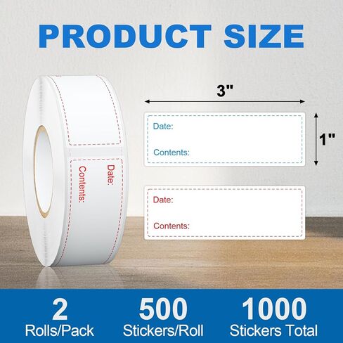 1000 Pcs Removable Freezer Labels for Food Containers 1 x 3, Risepekt Waterproof Food Storage Labels for Containers, Oil Resistant No-Residue Easy Clean for Kitchen Restaurants Grocery Stores Markets in Kuwait