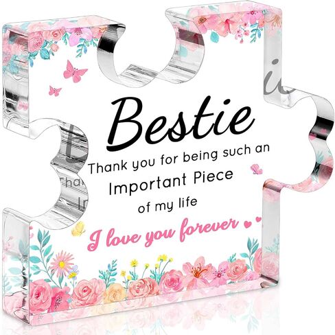 أفضل صديق أفضل هدايا للنساء - Puzzle Piece Piece Pize Acrylic Plaque ، Heartfelt BFF Soul Sister تذكار ، فكرة هدية لأصدقاء أمي وعمل أفضل ، هدية عيد ميلاد فريدة من نوعها 4.7 × 3.8 " in Kuwait