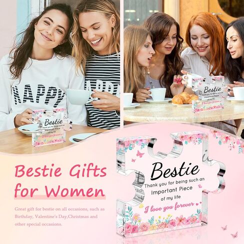 أفضل صديق أفضل هدايا للنساء - Puzzle Piece Piece Pize Acrylic Plaque ، Heartfelt BFF Soul Sister تذكار ، فكرة هدية لأصدقاء أمي وعمل أفضل ، هدية عيد ميلاد فريدة من نوعها 4.7 × 3.8 " in Kuwait