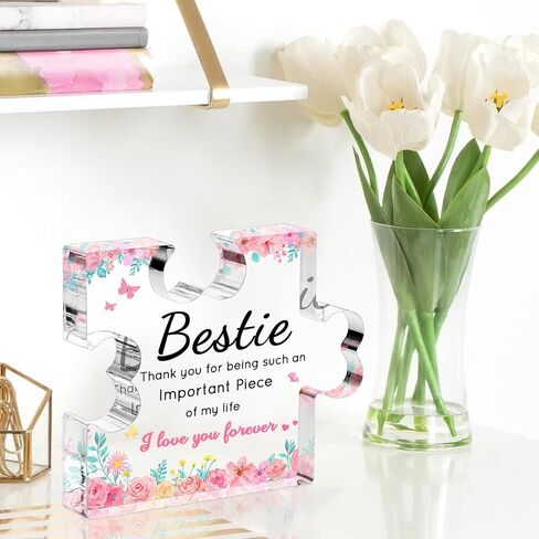 أفضل صديق أفضل هدايا للنساء - Puzzle Piece Piece Pize Acrylic Plaque ، Heartfelt BFF Soul Sister تذكار ، فكرة هدية لأصدقاء أمي وعمل أفضل ، هدية عيد ميلاد فريدة من نوعها 4.7 × 3.8 " in Kuwait