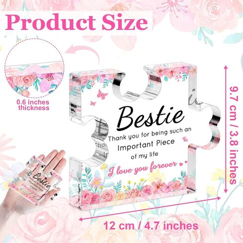 أفضل صديق أفضل هدايا للنساء - Puzzle Piece Piece Pize Acrylic Plaque ، Heartfelt BFF Soul Sister تذكار ، فكرة هدية لأصدقاء أمي وعمل أفضل ، هدية عيد ميلاد فريدة من نوعها 4.7 × 3.8 " in Kuwait