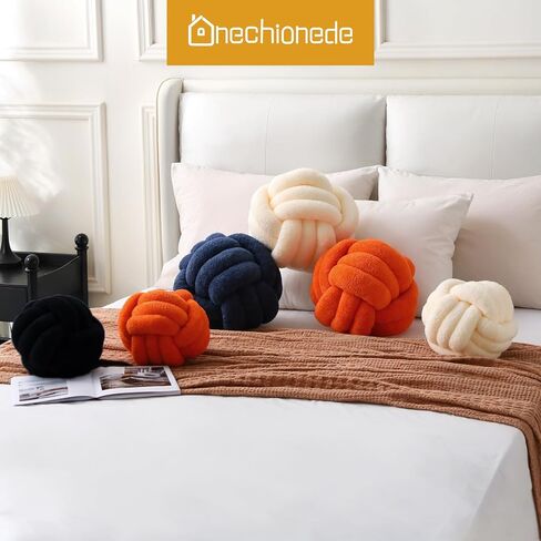 Knot Pillow Ball Plush - Decorative Throw Pillows for Bed Relieve Stress, Round Knot Cushion for Sofa Decor Pet Toy, Black 8 inch in Saudi Arabia