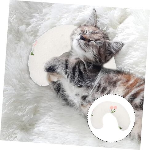 POPETPOP U Shaped Pet Neck Pillow for Puppies and Kittens Breathable Comfortable Nap Cushion for Deep Puppy Cat Sleep for Neck Protection in Saudi Arabia