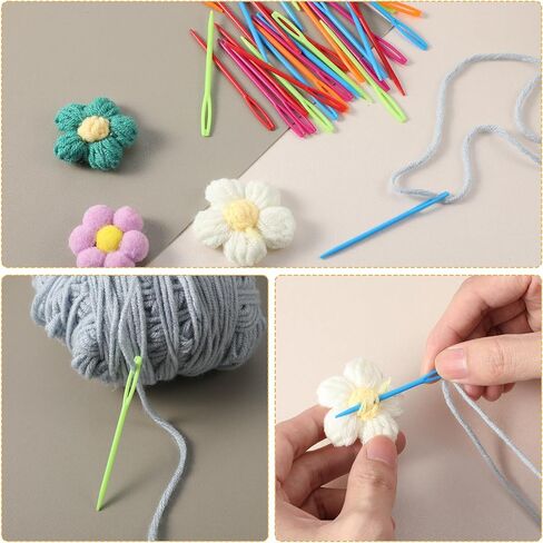 50 PCS إبر بلاستيكية للأطفال 7 سم/2.76 بوصة ملونة إبرة خياطة بلاستيكية كبيرة العيون الكروشيه إبرة النسيج إبر جراع للأطفال in Saudi Arabia