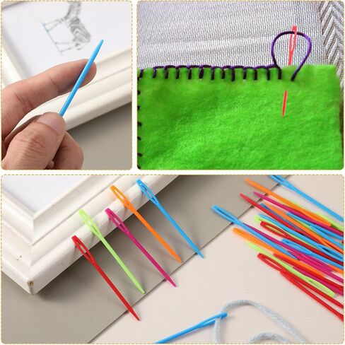 50 PCS إبر بلاستيكية للأطفال 7 سم/2.76 بوصة ملونة إبرة خياطة بلاستيكية كبيرة العيون الكروشيه إبرة النسيج إبر جراع للأطفال in Saudi Arabia