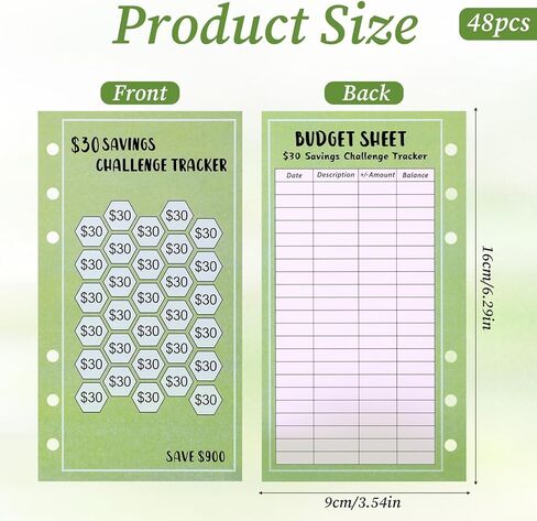 48 ورقة توفير الأموال تحدي المتتبعين ، 6 حلقة A6 Binder Savings Challenge ، بطاقات مخطط الميزانية القابلة لإعادة الاستخدام ، تحديات التوفير المتعددة من أجل الحشو النقدي in Kuwait