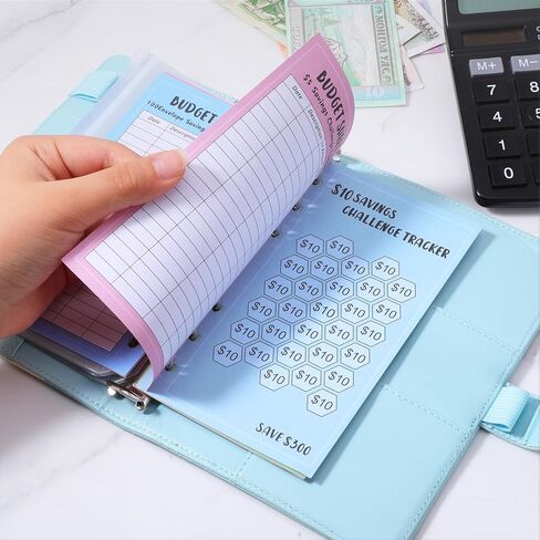 48 ورقة توفير الأموال تحدي المتتبعين ، 6 حلقة A6 Binder Savings Challenge ، بطاقات مخطط الميزانية القابلة لإعادة الاستخدام ، تحديات التوفير المتعددة من أجل الحشو النقدي in Kuwait