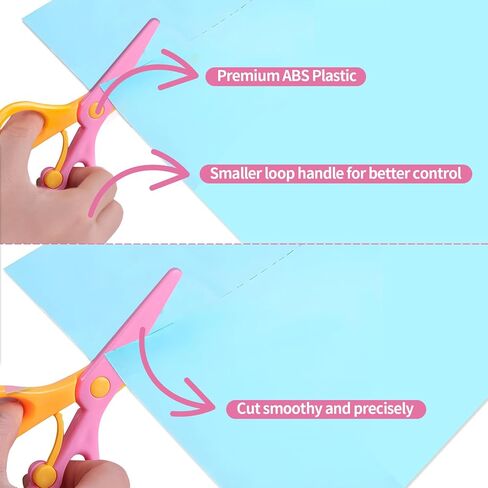 Kids Scissors 12PCS Toddler Safety Scissors with Spring Lever,Anti-Pinch Design,Blunt Tips & Soft ABS Handles for Kids Craft, Preschool, Classroom or Homeschool Use in Kuwait