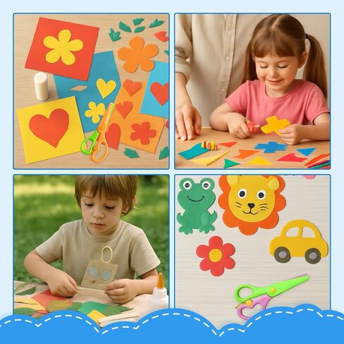 Kids Scissors 12PCS Toddler Safety Scissors with Spring Lever,Anti-Pinch Design,Blunt Tips & Soft ABS Handles for Kids Craft, Preschool, Classroom or Homeschool Use in Kuwait