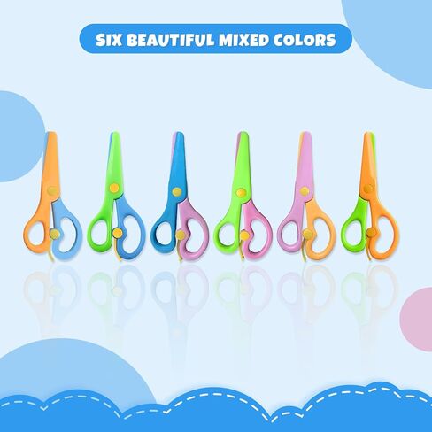 Kids Scissors 12PCS Toddler Safety Scissors with Spring Lever,Anti-Pinch Design,Blunt Tips & Soft ABS Handles for Kids Craft, Preschool, Classroom or Homeschool Use in Kuwait