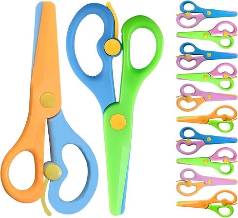مقصات الأطفال 12pcs مقص أمان مع رافعة الربيع ، وتصميم مضاد للبنش ، ونصائح حادة ومقابض ABS لليئة للأطفال in Kuwait