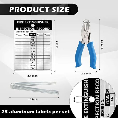 25 PCS مطفأة الحريق ماء علامات الفحص 2.3 × 3 بوصة من الألومنيوم المعدني مع الأسلاك والثقب المحمولة ثقب علامات النار المعدنية متينة لفحص السلامة الشهرية في الهواء الطلق في الهواء الطلق (25) in Kuwait