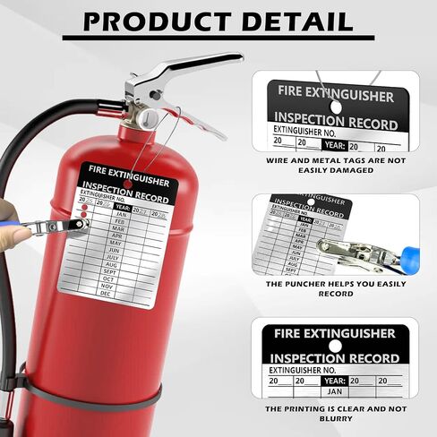 25 PCS مطفأة الحريق ماء علامات الفحص 2.3 × 3 بوصة من الألومنيوم المعدني مع الأسلاك والثقب المحمولة ثقب علامات النار المعدنية متينة لفحص السلامة الشهرية في الهواء الطلق في الهواء الطلق (25) in Kuwait