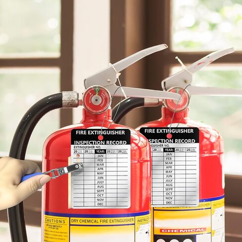 25 PCS مطفأة الحريق ماء علامات الفحص 2.3 × 3 بوصة من الألومنيوم المعدني مع الأسلاك والثقب المحمولة ثقب علامات النار المعدنية متينة لفحص السلامة الشهرية في الهواء الطلق في الهواء الطلق (25) in Kuwait
