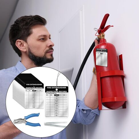 25 PCS مطفأة الحريق ماء علامات الفحص 2.3 × 3 بوصة من الألومنيوم المعدني مع الأسلاك والثقب المحمولة ثقب علامات النار المعدنية متينة لفحص السلامة الشهرية في الهواء الطلق في الهواء الطلق (25) in Kuwait