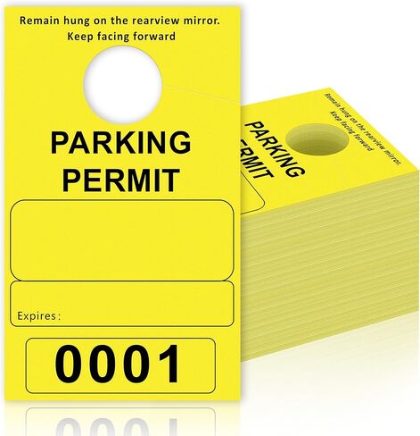 500 Pcs Yellow Parking Permit Hang Tag 2 Part 3x5 Inch Mirror Hang Tags Car Hang Tags Parking Permit Car Parking Tags Numbered Temporary Parking Passes with Tear-Off Stub Numbered 0001-0500 (Yellow) in Kuwait