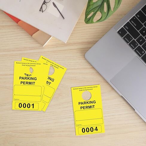 500 Pcs Yellow Parking Permit Hang Tag 2 Part 3x5 Inch Mirror Hang Tags Car Hang Tags Parking Permit Car Parking Tags Numbered Temporary Parking Passes with Tear-Off Stub Numbered 0001-0500 (Yellow) in Kuwait