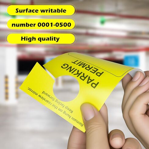 500 Pcs Yellow Parking Permit Hang Tag 2 Part 3x5 Inch Mirror Hang Tags Car Hang Tags Parking Permit Car Parking Tags Numbered Temporary Parking Passes with Tear-Off Stub Numbered 0001-0500 (Yellow) in Kuwait