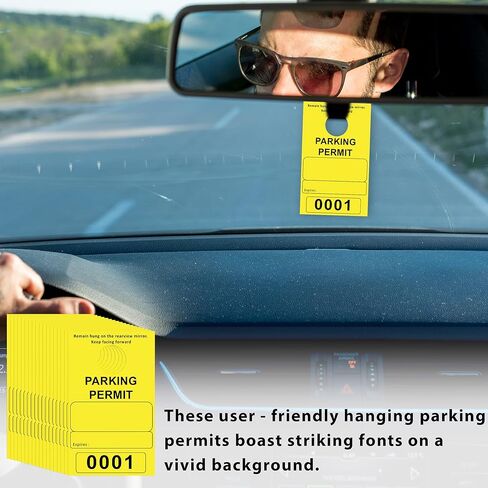 500 Pcs Yellow Parking Permit Hang Tag 2 Part 3x5 Inch Mirror Hang Tags Car Hang Tags Parking Permit Car Parking Tags Numbered Temporary Parking Passes with Tear-Off Stub Numbered 0001-0500 (Yellow) in Kuwait