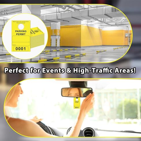 500 Pcs Yellow Parking Permit Hang Tag 2 Part 3x5 Inch Mirror Hang Tags Car Hang Tags Parking Permit Car Parking Tags Numbered Temporary Parking Passes with Tear-Off Stub Numbered 0001-0500 (Yellow) in Kuwait