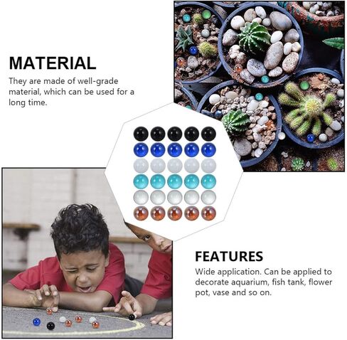 30Pcs Colorful Glass Beads for Fish Tank Decor Marbles for Flower Pot Vase Ornaments Lightweight Smooth Texture Safe for Random Colors Random Color in Saudi Arabia