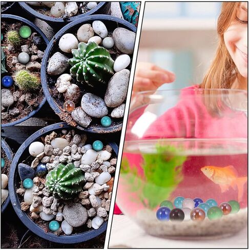 30Pcs Colorful Glass Beads for Fish Tank Decor Marbles for Flower Pot Vase Ornaments Lightweight Smooth Texture Safe for Random Colors Random Color in Saudi Arabia