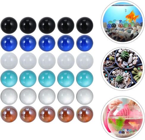30Pcs Colorful Glass Beads for Fish Tank Decor Marbles for Flower Pot Vase Ornaments Lightweight Smooth Texture Safe for Random Colors Random Color in Saudi Arabia